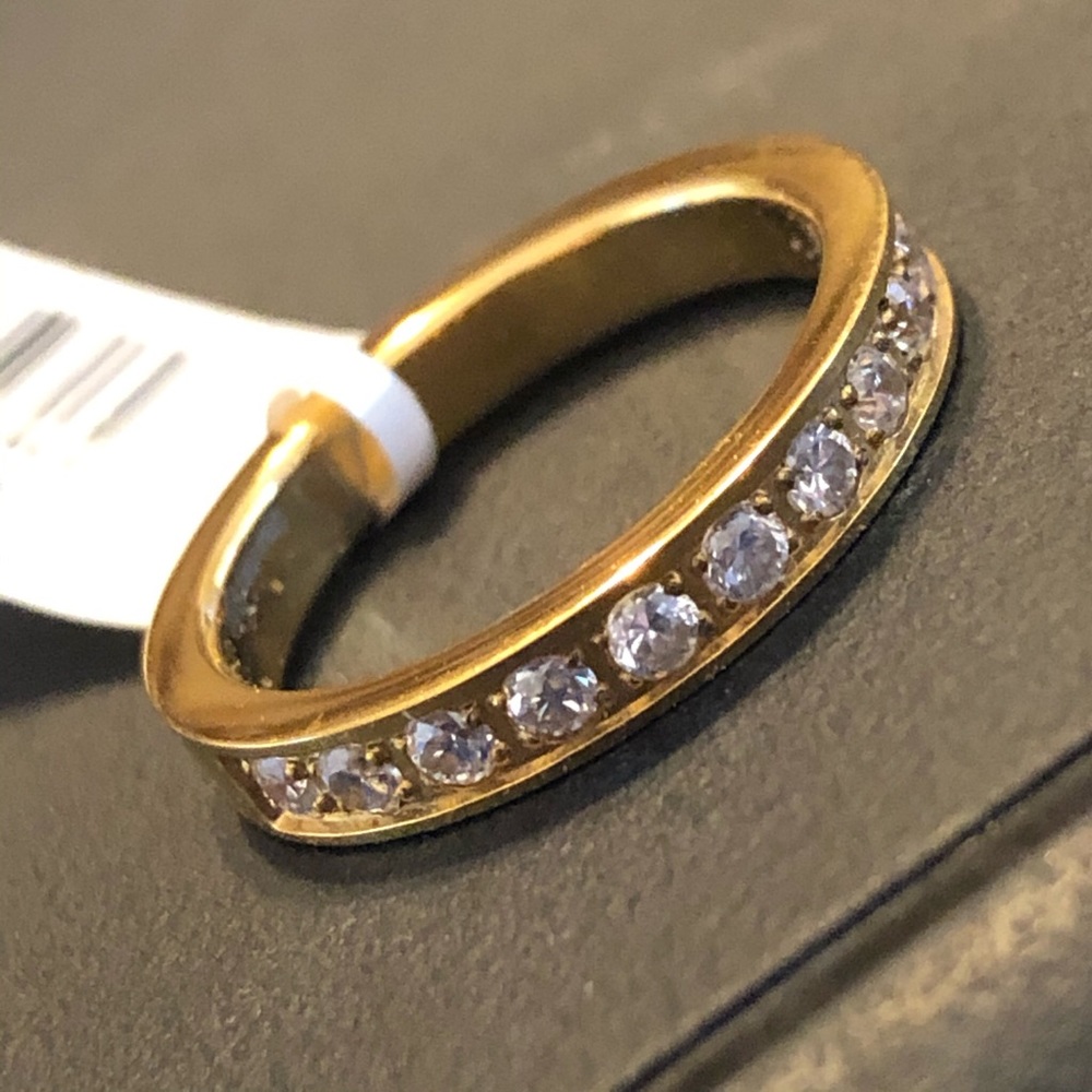 Blue Steel stainless steel ion plated cz band ring